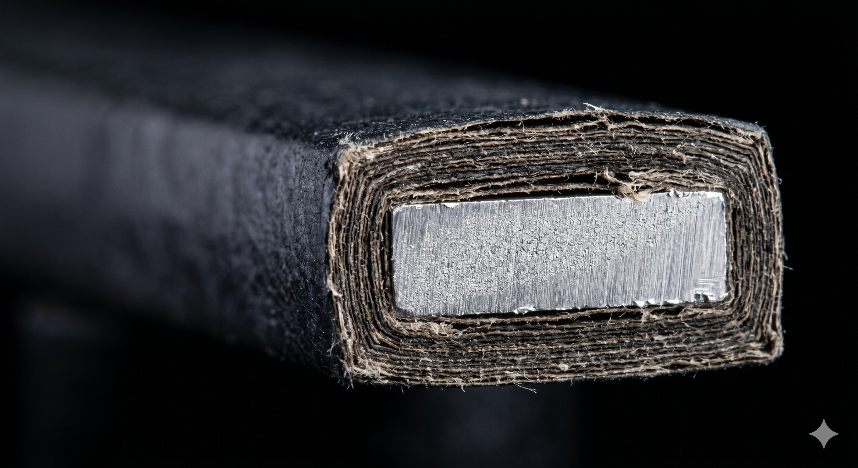 Cross-section of DPC rectangular strip conductor showing aluminium and paper layers